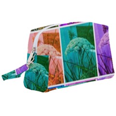 Color Block Queen Annes Lace Collage Wristlet Pouch Bag (large)