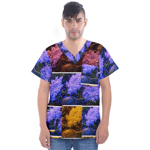 Primary Color Queen Anne s Lace Men s V-neck Scrub Top by okhismakingart