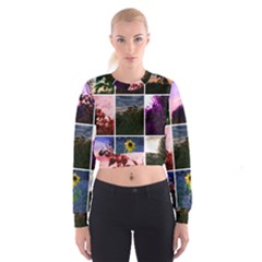 Sunflower Collage Cropped Sweatshirt by okhismakingart