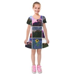 Sunflower Collage Kids  Short Sleeve Velvet Dress by okhismakingart