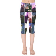 Sunflower Collage Kids  Capri Leggings  by okhismakingart