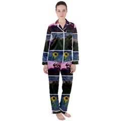 Sunflower Collage Satin Long Sleeve Pyjamas Set