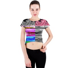 Double Static Wall Queen Annes Lace Crew Neck Crop Top by okhismakingart