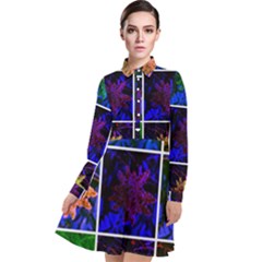 Sumac Collage Long Sleeve Chiffon Shirt Dress