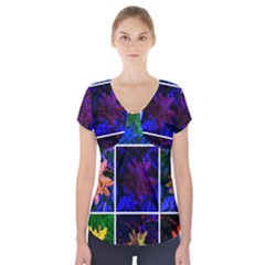 Sumac Collage Short Sleeve Front Detail Top by okhismakingart