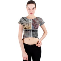 Winter Tulips Crew Neck Crop Top by okhismakingart