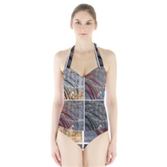 Winter Tulips Halter Swimsuit by okhismakingart