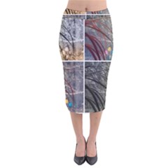 Winter Tulips Velvet Midi Pencil Skirt by okhismakingart