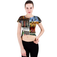 Floral Collage Crew Neck Crop Top by okhismakingart