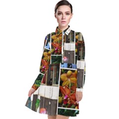 Floral Collage Long Sleeve Chiffon Shirt Dress by okhismakingart