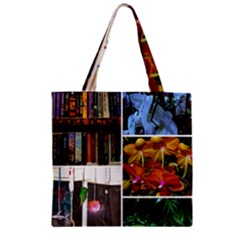 Floral Collage Zipper Grocery Tote Bag by okhismakingart