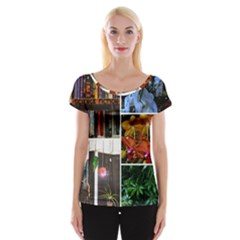 Floral Collage Cap Sleeve Top by okhismakingart