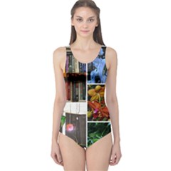 Floral Collage One Piece Swimsuit by okhismakingart