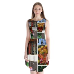 Floral Collage Sleeveless Chiffon Dress   by okhismakingart