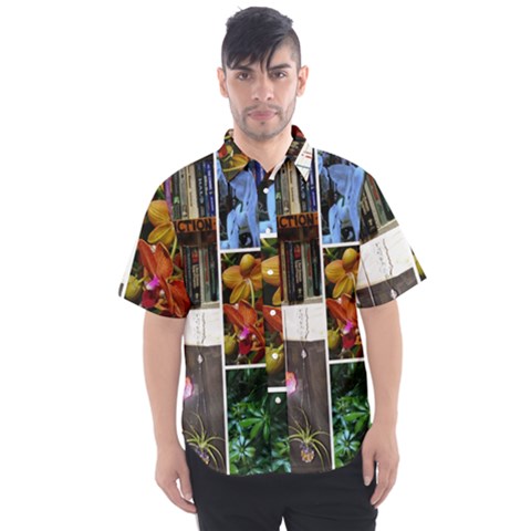 Floral Collage Men s Short Sleeve Shirt by okhismakingart