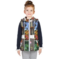 Floral Collage Kids  Hooded Puffer Vest by okhismakingart