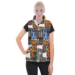 Floral Collage Women s Button Up Vest by okhismakingart