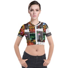 Floral Collage Short Sleeve Cropped Jacket by okhismakingart