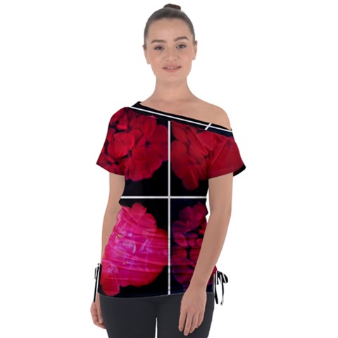 Geranium Collage Tie-up Tee by okhismakingart