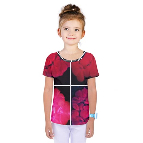 Geranium Collage Kids  One Piece Tee by okhismakingart