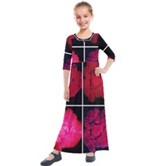 Geranium Collage Kids  Quarter Sleeve Maxi Dress by okhismakingart