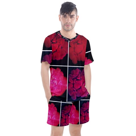 Geranium Collage Men s Mesh Tee And Shorts Set by okhismakingart