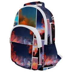 Sunset Collage Rounded Multi Pocket Backpack by okhismakingart