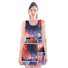 Sunset Collage Scoop Neck Skater Dress by okhismakingart