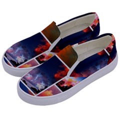 Sunset Collage Kids  Canvas Slip Ons by okhismakingart