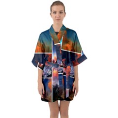 Sunset Collage Quarter Sleeve Kimono Robe by okhismakingart