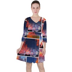 Sunset Collage Ruffle Dress by okhismakingart