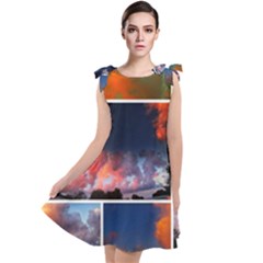 Sunset Collage Tie Up Tunic Dress by okhismakingart