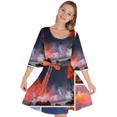 Sunset Collage Velour Kimono Dress by okhismakingart