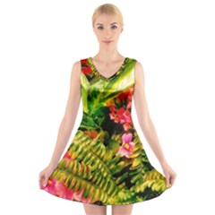 Fern Jungle V-neck Sleeveless Dress by okhismakingart