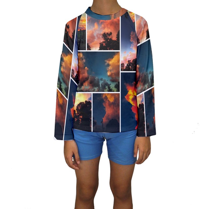 Sunset Collage II Kids  Long Sleeve Swimwear