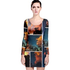 Sunset Collage Ii Long Sleeve Velvet Bodycon Dress by okhismakingart