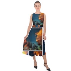 Sunset Collage Ii Midi Tie-back Chiffon Dress by okhismakingart