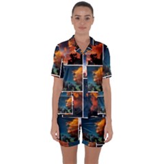 Sunset Collage Ii Satin Short Sleeve Pyjamas Set by okhismakingart