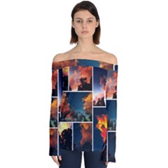 Sunset Collage Ii Off Shoulder Long Sleeve Top by okhismakingart