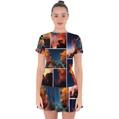 Sunset Collage Ii Drop Hem Mini Chiffon Dress by okhismakingart