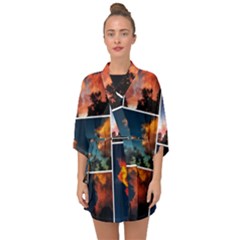 Sunset Collage Ii Half Sleeve Chiffon Kimono by okhismakingart