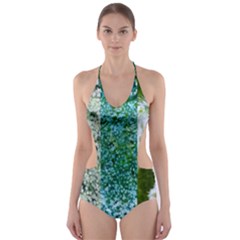 Queen Annes Lace Vertical Slice Collage Cut-out One Piece Swimsuit by okhismakingart