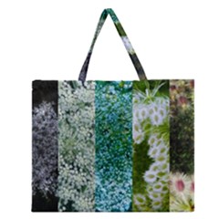 Queen Annes Lace Vertical Slice Collage Zipper Large Tote Bag by okhismakingart