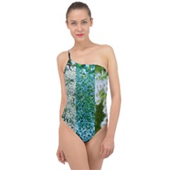 Queen Annes Lace Vertical Slice Collage Classic One Shoulder Swimsuit by okhismakingart