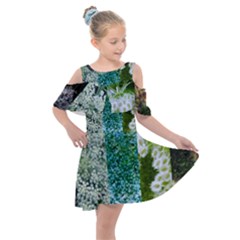 Queen Annes Lace Vertical Slice Collage Kids  Shoulder Cutout Chiffon Dress by okhismakingart