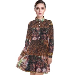 Queen Annes Lace Horizontal Slice Collage Long Sleeve Chiffon Shirt Dress by okhismakingart