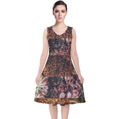 Queen Annes Lace Horizontal Slice Collage V-neck Midi Sleeveless Dress  by okhismakingart