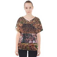 Queen Annes Lace Horizontal Slice Collage V-neck Dolman Drape Top by okhismakingart