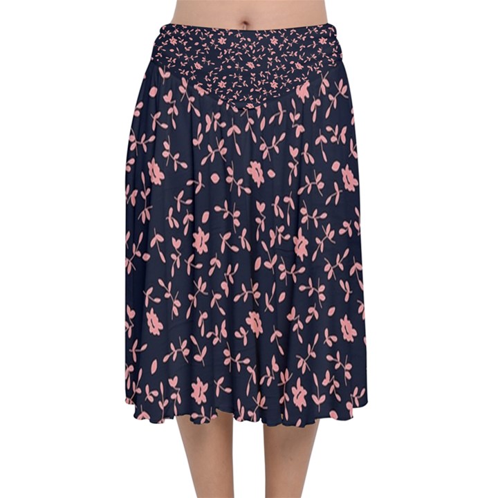 Dusk Rose Velvet Flared Midi Skirt