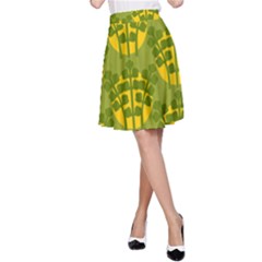 Texture Plant Herbs Green A-line Skirt